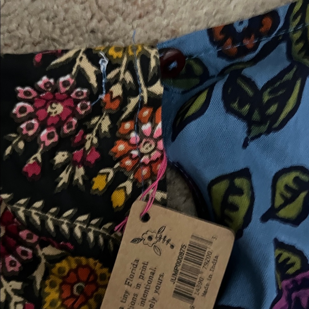 NWT Natural Life Let’s Just Go Wide-Leg Jumpsuit-Woodcut Floral Blue size M - Picture 8 of 11